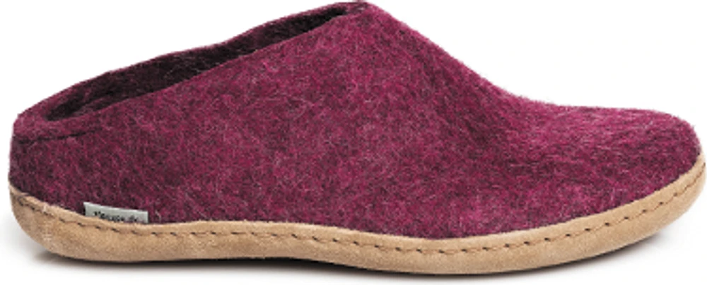 Wool Felt Clog Leather Sole Cranberry