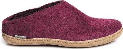 Wool Felt Clog Leather Sole Cranberry