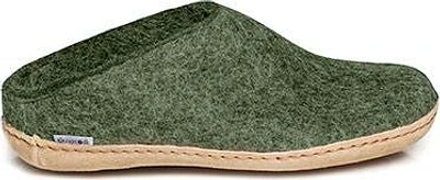 Wool Felt Clog Leather Sole Forest