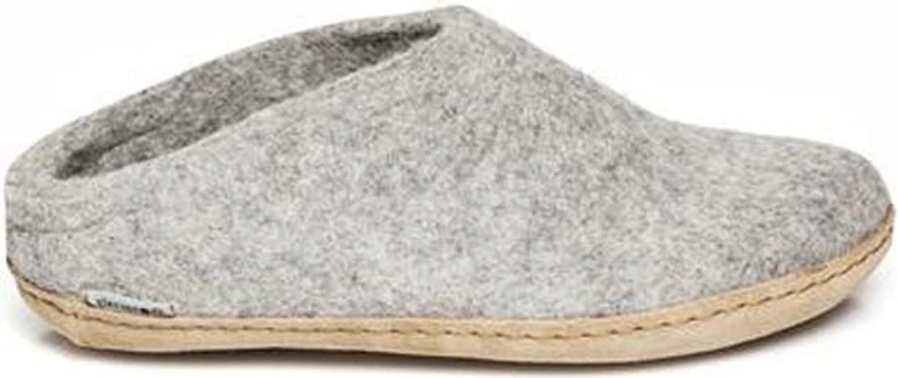 Wool Felt Clog Leather Sole Grey