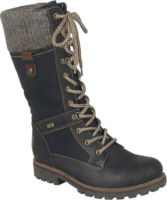 D7477-02 - Tall Black Lace Up Boot