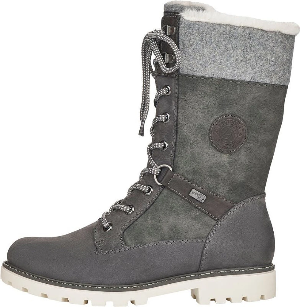 Tall Grey Lace Up Boot