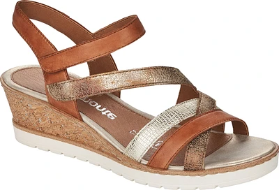 Tan/Gold Criss Cross Wedge Sandal