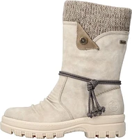 Off White Mid Calf Flip Grip Boot