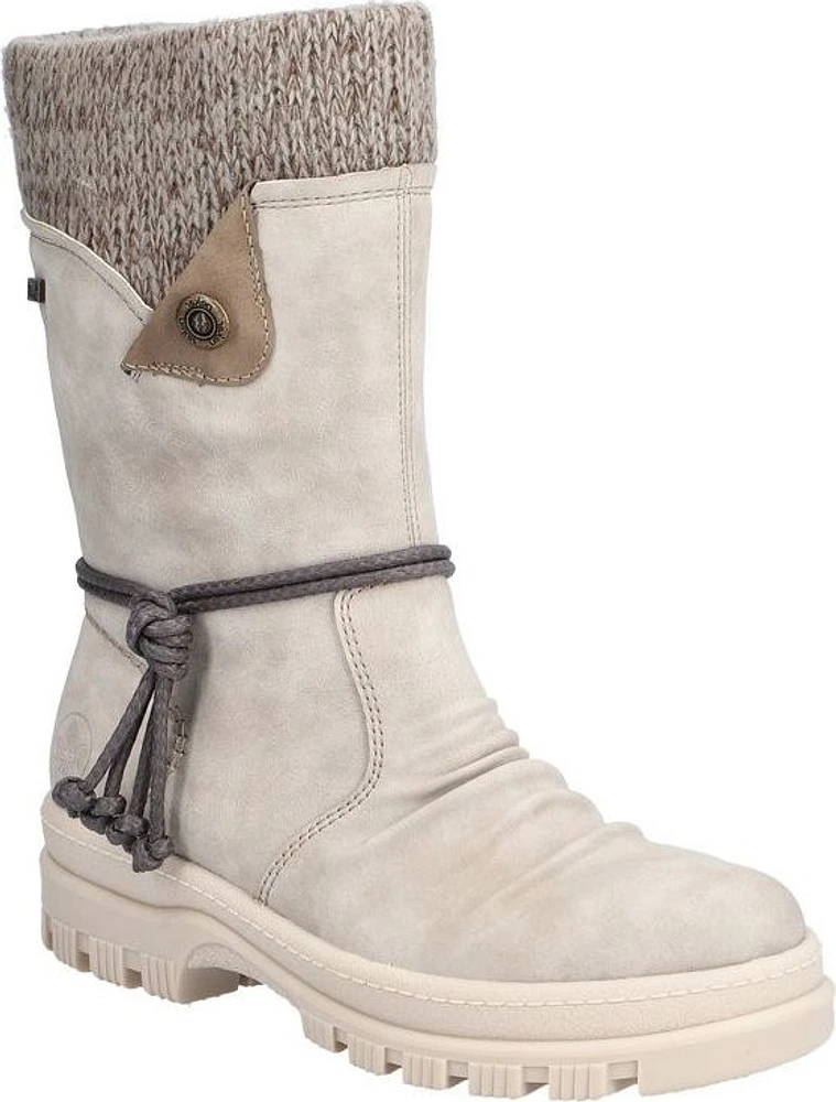 Off White Mid Calf Flip Grip Boot