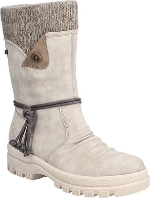 Off White Mid Calf Flip Grip Boot