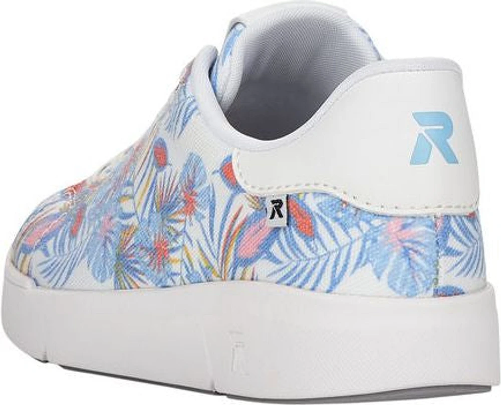 White/Tropical Print Lace Up