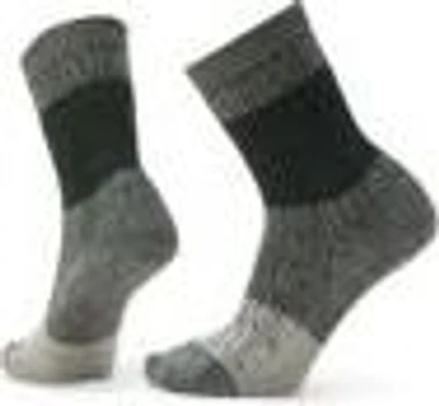 W Everyday Color Block Cable Crew Socks Dark Sage