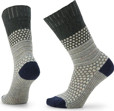 Women's Everyday Popcorn Cable Crew Socks Dark Sage