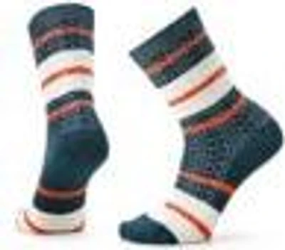 Women's Everyday Striped Cable Crew Socks Twilight Blue