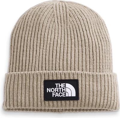 TNF Logo Box Cuffed Beanie Flax