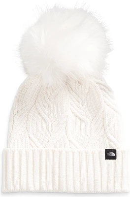 W Oh-mega Fur Pom Beanie Gardenia White