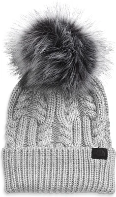 Women's Oh Mega Fur Pom Beanie TNF Light Grey Heather