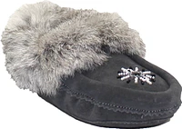 Saskie Charcoal - Kids Beaded Moccasin With Fur