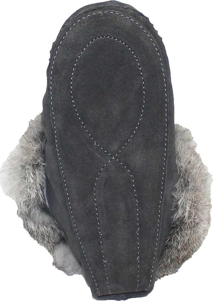 Saskie Charcoal - Kids Beaded Moccasin With Fur