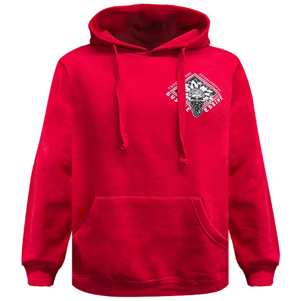 Red hoodie Hustle & Thrive for men