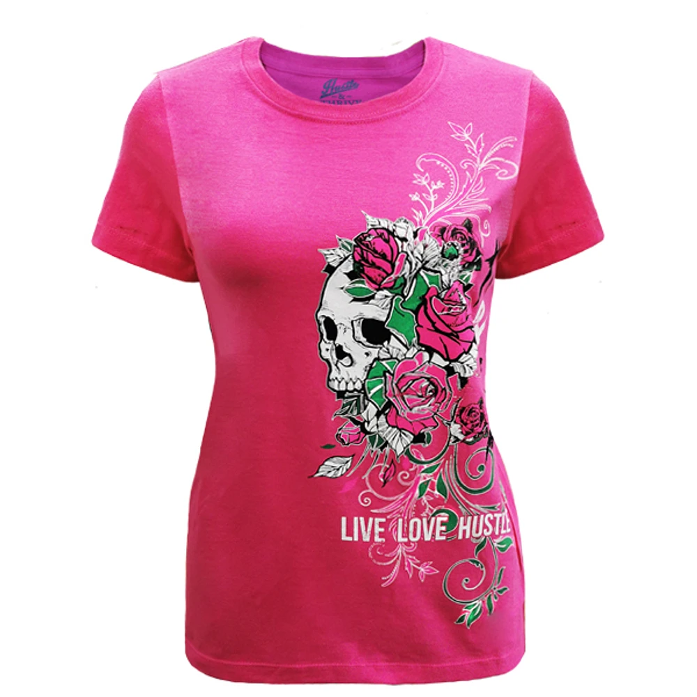 Pink t-shirt Hustle and thrive for women