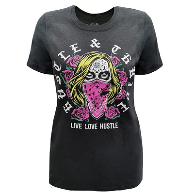 Black t-shirt Hustle & Thrive for women