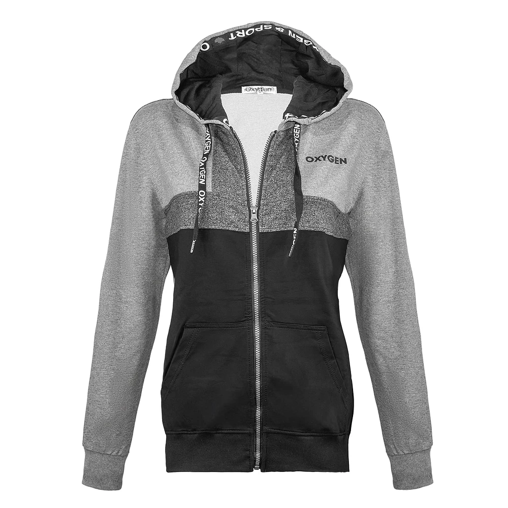 Oxygen Black and grey Hood Zip for Women