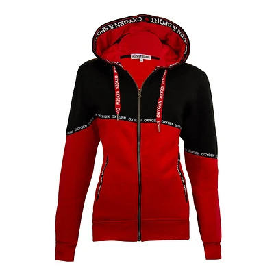 Oxygen Black and red Hood Zip for Women