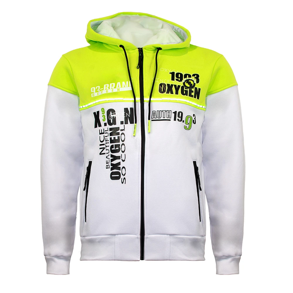 Lime & white hood zip Oxygen for men