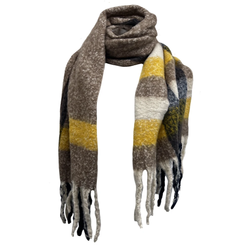 Yellow plaid scarf for women