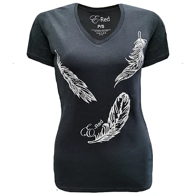 Black t-shirt E-Red for women