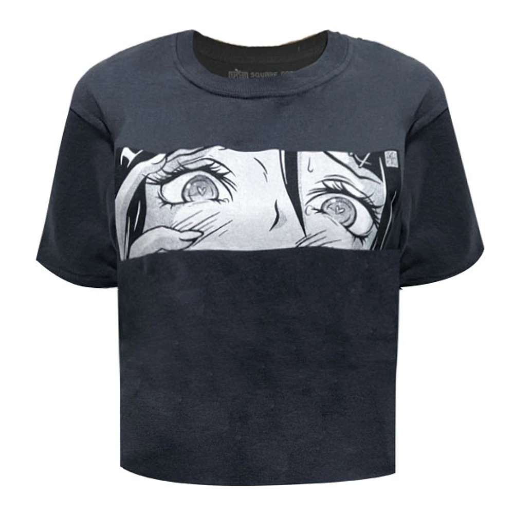 Charcoal crop top manga t-shirt for women