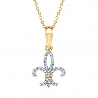 1/10ctw Diamond Fleur-de-Lis Yellow Gold Pendant Necklace