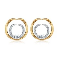 1/6ctw Diamond Two-Tone Double Circle Earrings