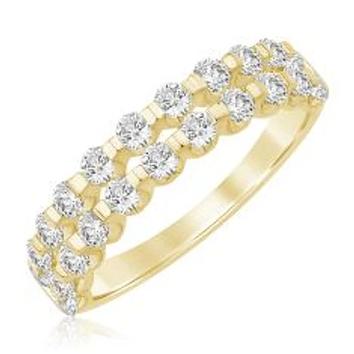 1ctw Diamond Two-Row Gold Anniversary Band