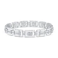 1ctw Lab Grown Diamond Sterling Silver Link Bracelet - Men's