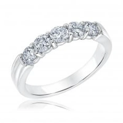 1ctw Round Diamond Five-Stone White Gold Anniversary Band | Embrace Collection