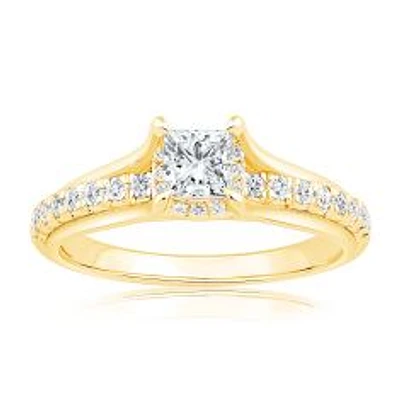 3/4ctw Princess Diamond Yellow Gold Engagement Ring - Glow Collection