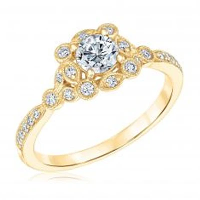 3/4ctw Round Diamond Yellow Gold Engagement Ring | Glow Collection