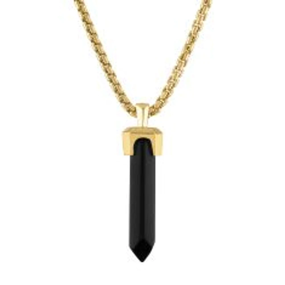 Bulova Icon Black Onyx Gold-Plated Pendant Necklace