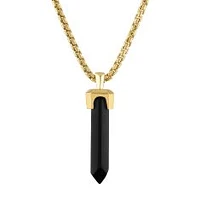 Bulova Icon Black Onyx Gold-Plated Pendant Necklace