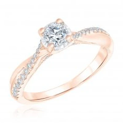 5/8ctw Round Diamond Twist Rose Gold Engagement Ring | Glow Collection