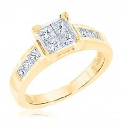 1ctw Princess Diamond Yellow Gold Engagement Ring | Glow Collection