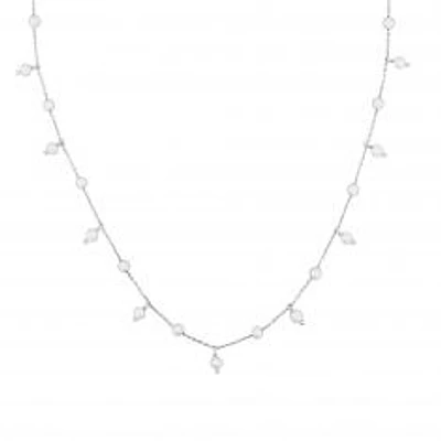 Freshwater Cultured Pearl Sterling Silver Station Necklace