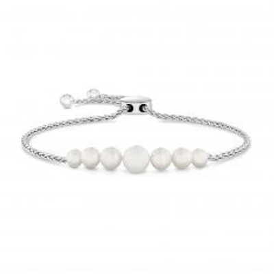 Graduated Freshwater Cultured Pearl Sterling Silver Bolo Bracelet