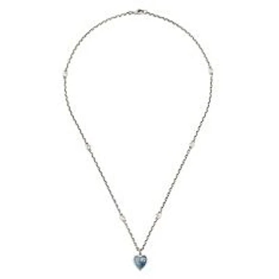 Gucci Interlocking G Light Blue Enamel Heart Necklace