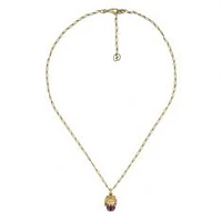 Gucci Lion Head and Diamond Amethyst Pendant Necklace