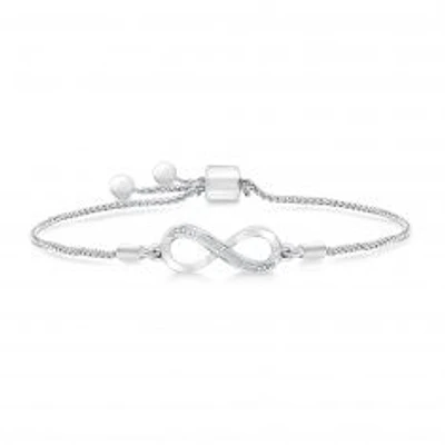 Diamond Accent Infinity Sterling Silver Bolo Bracelet