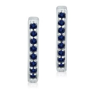 Kallati Blue Sapphire White Gold Hoop Earrings