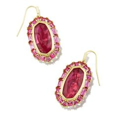 Kendra Scott Elle Crystal Frame Drop Earrings in Raspberry Illusion