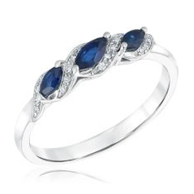 Marquise Blue Sapphire and Diamond Accent Twist Band