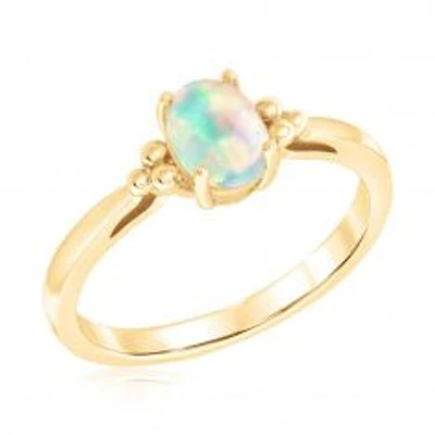 Oval Opal Yellow Gold Ring