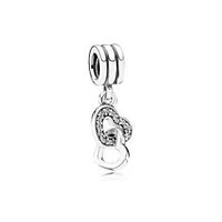 Pandora Interlocking Heart Dangle Charm, Clear Cubic Zirconia