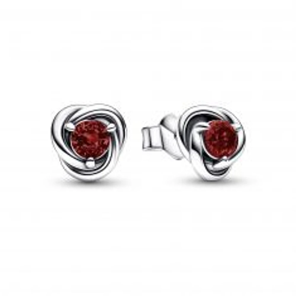 Pandora January Red Eternity Circle Stud Earrings